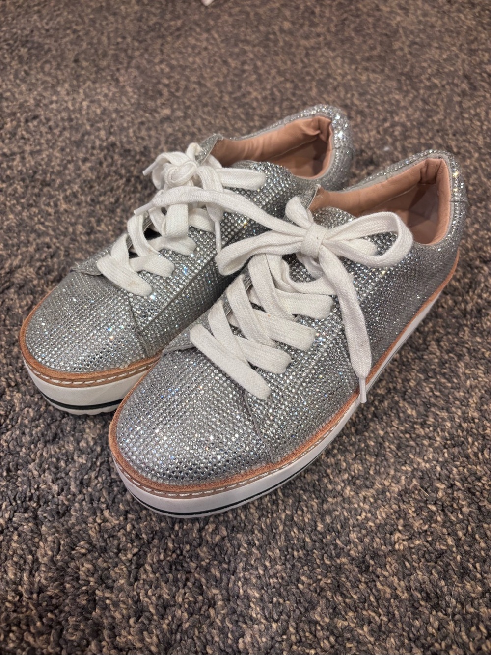 Chelsea & Violet Silver Glitter Platform Sneakers with White Laces (1 DAY LEFT!)